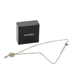 Chanel CC Logo Chain Pendant Necklace Silver Metal Rhinestone — view 6