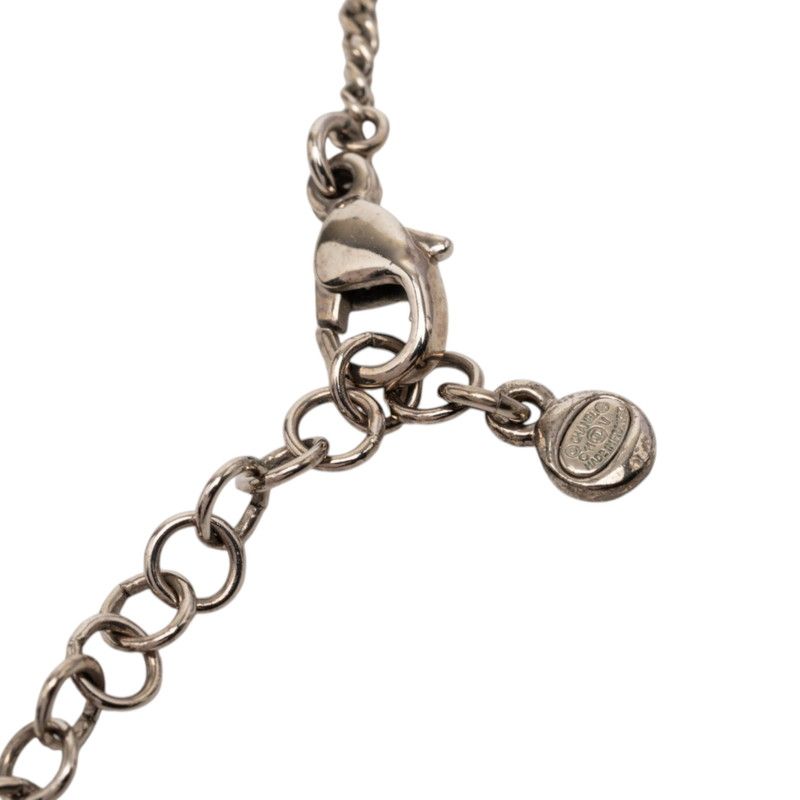 Chanel CC Logo Chain Pendant Necklace Silver Metal Rhinestone — view 4
