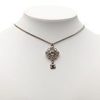 Chanel CC Logo Chain Pendant Necklace Silver Metal Rhinestone — view 5