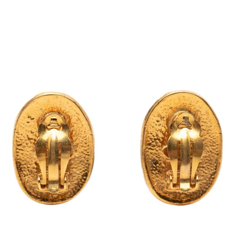 Chanel CC Logo Crown Vintage Earrings Gold Plated — view 2