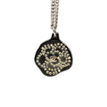 Chanel CC Logo Rhinestone Camellia Necklace Black Silver Plastic Metal