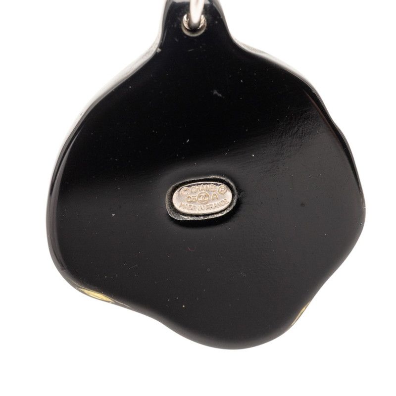 Chanel CC Logo Rhinestone Camellia Necklace Black Silver Plastic Metal — view 5