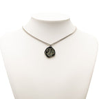 Chanel CC Logo Rhinestone Camellia Necklace Black Silver Plastic Metal — view 6