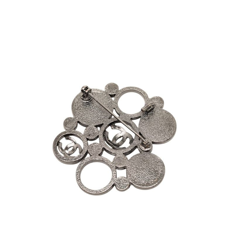 Chanel CC Logo Brooch Silver Multicolor Metal Faux Pearl — view 2