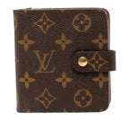Louis Vuitton Monogram Compact Zip Bifold Wallet Brown Leather