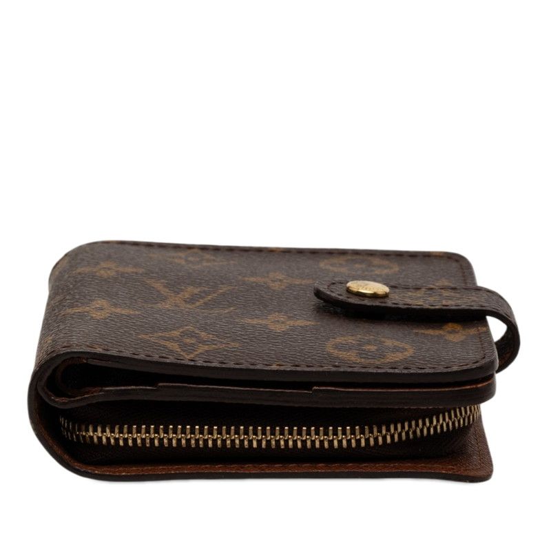 Louis Vuitton Monogram Compact Zip Bifold Wallet Brown Leather — view 3