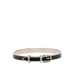 Hermes Ceinture Belt Motif Bangle Silver Black Metal Leather 1- Bracelet