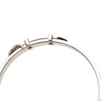 Hermes Ceinture Belt Motif Bangle Silver Black Metal Leather 1- Bracelet — view 5