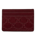 Gucci GG Emblem Card Case Wine Red Bordeaux Leather