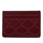 Gucci GG Emblem Card Case Wine Red Bordeaux Leather