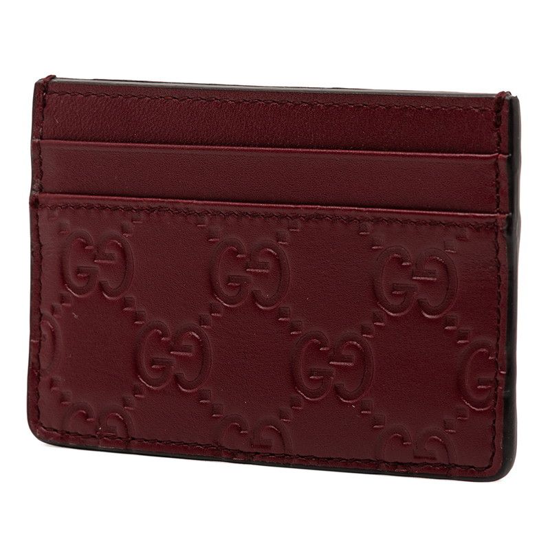Gucci GG Emblem Card Case Wine Red Bordeaux Leather — view 2