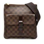 Louis Vuitton Damier Pochette Melville Crossbody Shoulder Bag Brown Leather
