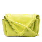 Bottega Veneta Beak Small Triangle Flap Shoulder Bag Neon Yellow Leather