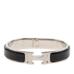 Hermes Click PM Bracelet Silver Black Metal Enamel