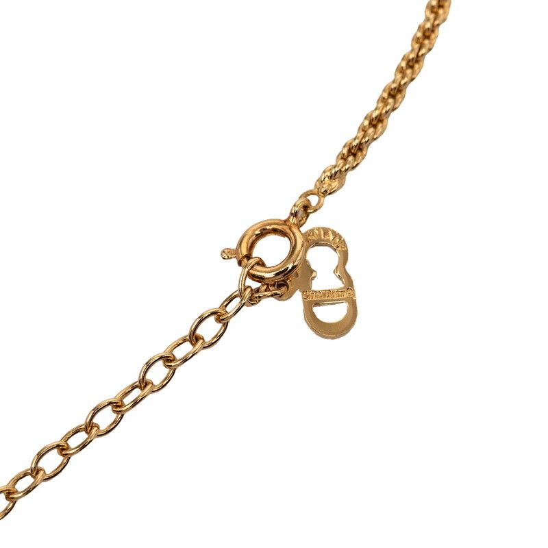 Dior Teardrop Logo Necklace Gold Plated Rhinestone — view 4