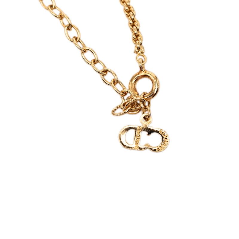 Dior Teardrop Logo Necklace Gold Plated Rhinestone — view 5