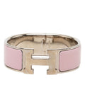 Hermes Clic Clac PM Bracelet Silver Pink Metal Enamel