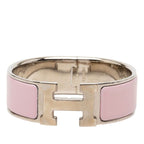 Hermes Clic Clac PM Bracelet Silver Pink Metal Enamel