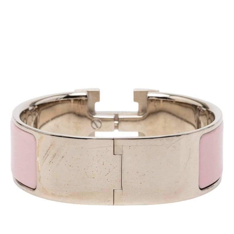 Hermes Clic Clac PM Bracelet Silver Pink Metal Enamel — view 3