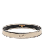 Hermes Enamel PM Bangle Silver Ivory Metal 1- Bracelet