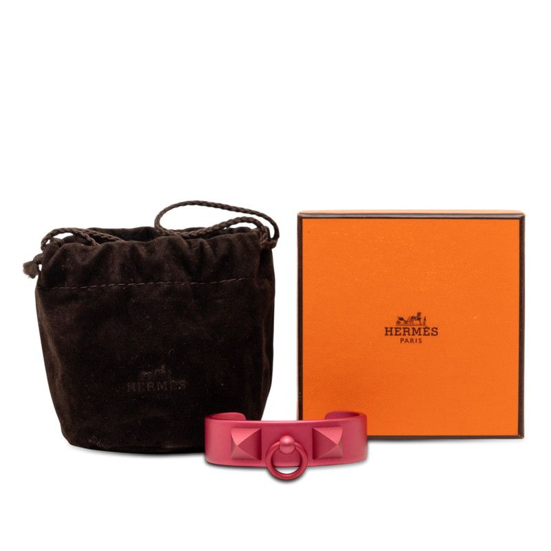 Hermes Collier de Chien Medley Sunset Bangle T2 Pink Aluminum Bracelet — view 5