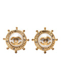 Chanel CC Logo Rhinestone Earrings Gold Plated Faux Pearl