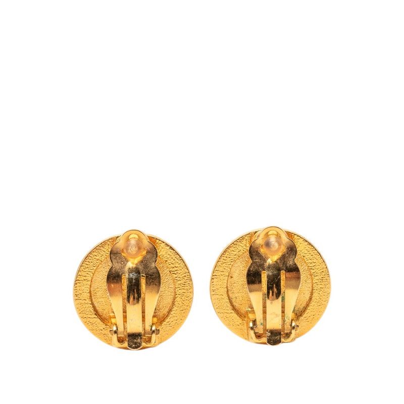 Chanel Vintage Coin Motif Earrings Gold Plated — view 2