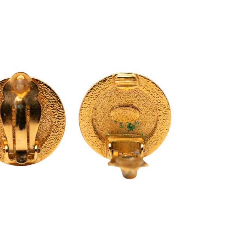 Chanel Vintage Coin Motif Earrings Gold Plated — view 3