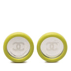 Chanel CC Logo Mirror Earrings Gold Green Plated Plastic