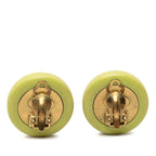 Chanel CC Logo Mirror Earrings Gold Green Plated Plastic — view 2