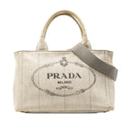 Prada Canapa Mini 2-Way Shoulder Bag Gray Canvas