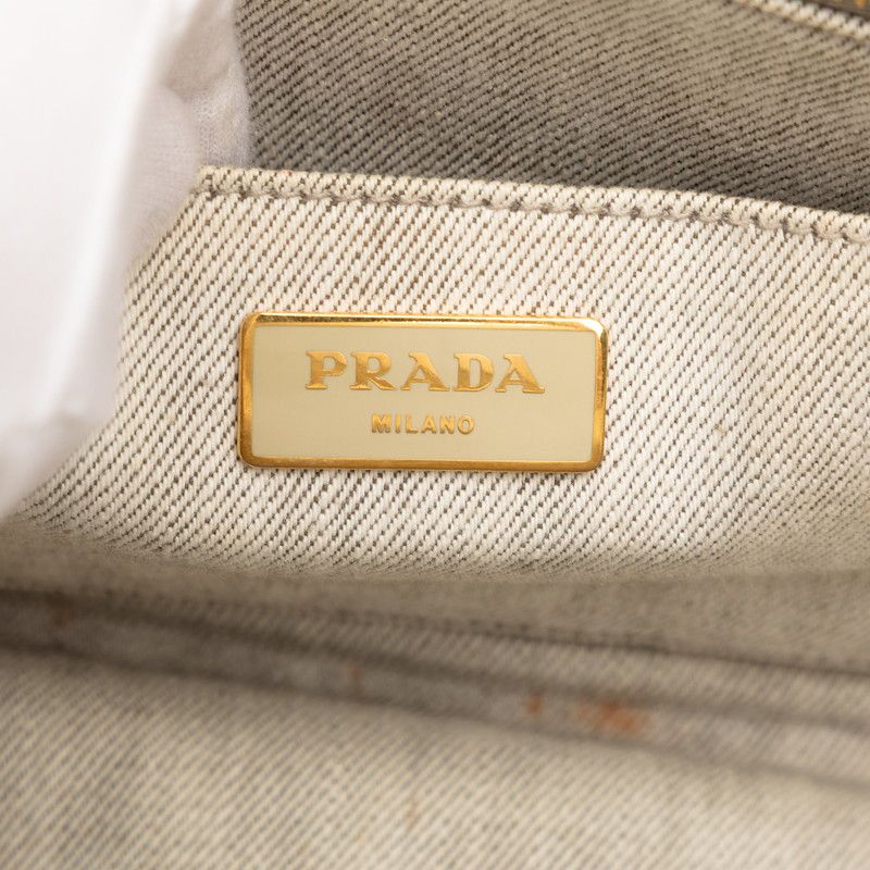 Prada Canapa Mini 2-Way Shoulder Bag Gray Canvas — view 6