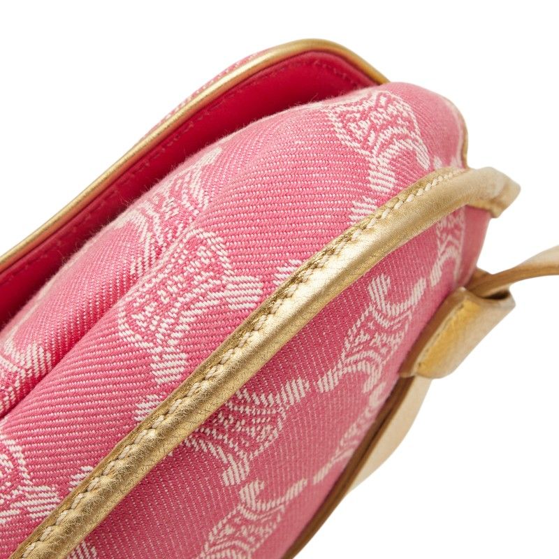 Celine Triomphe Belt Bag Waist Pouch 34 Pink Gold Denim Leather — view 5