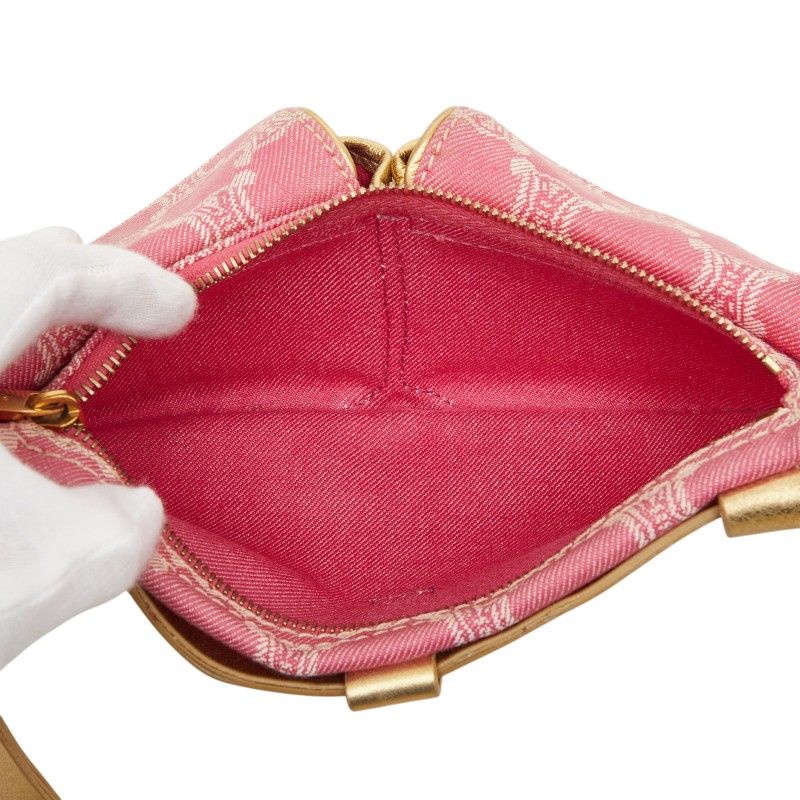 Celine Triomphe Belt Bag Waist Pouch 34 Pink Gold Denim Leather — view 8