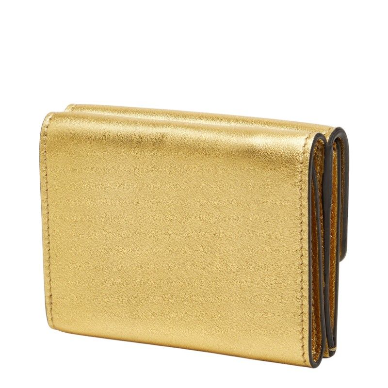Fendi Trifold Wallet Compact Gold Leather — view 2