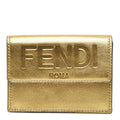 Fendi Trifold Wallet Compact Gold Leather