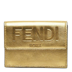 Fendi Trifold Wallet Compact Gold Leather