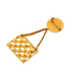 Chanel CC Logo Vintage Brooch Quilted Bag Gold Plated — view 2