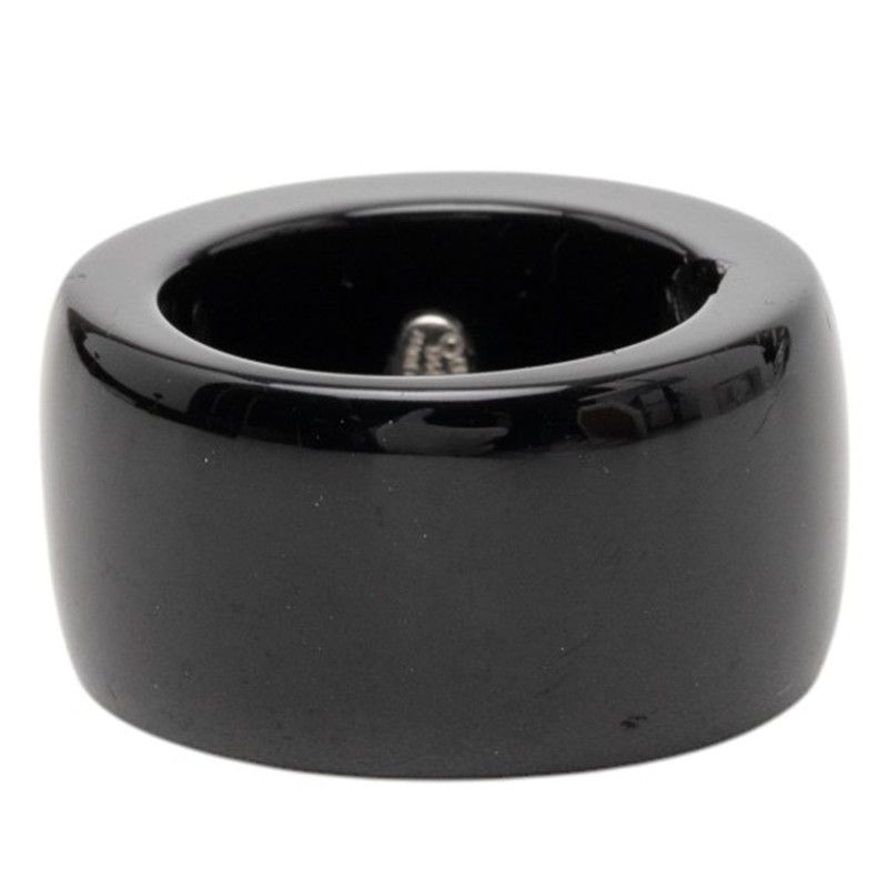 Chanel CC Logo Heart Ring Black Multicolor Plastic Rhinestone