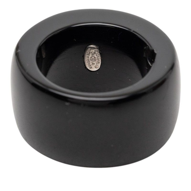Chanel CC Logo Heart Ring Black Multicolor Plastic Rhinestone