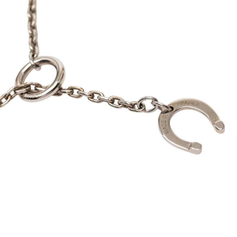 Hermes Cheval Horse Motif Pendant Necklace Silver Brown Metal Velcanium — view 4