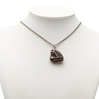 Hermes Cheval Horse Motif Pendant Necklace Silver Brown Metal Velcanium — view 5