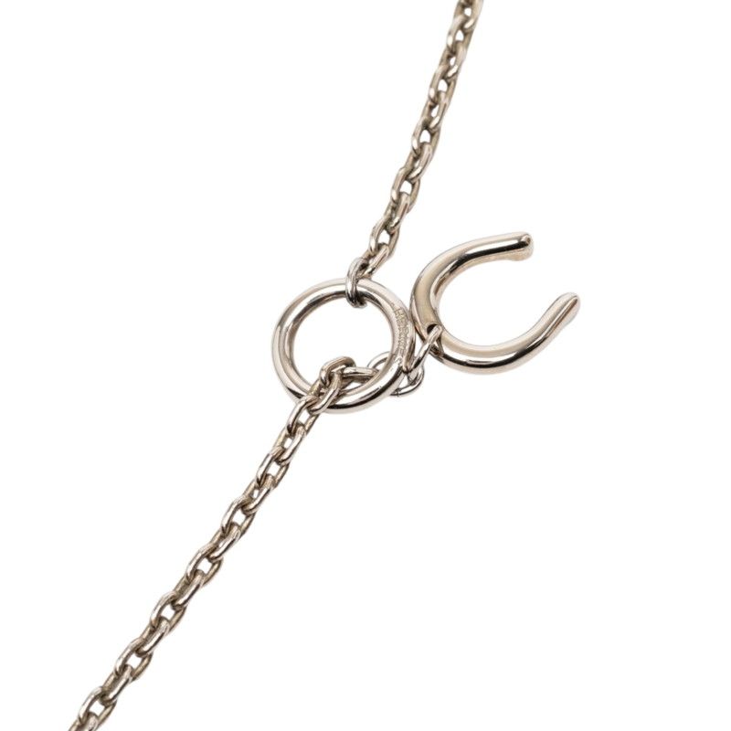 Hermes Cheval Horse Motif Pendant Necklace Silver Brown Metal Velcanium — view 3