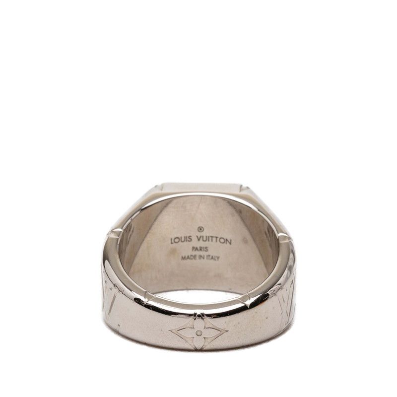 Louis Vuitton Monogram Signet Ring M Silver Metal — view 3