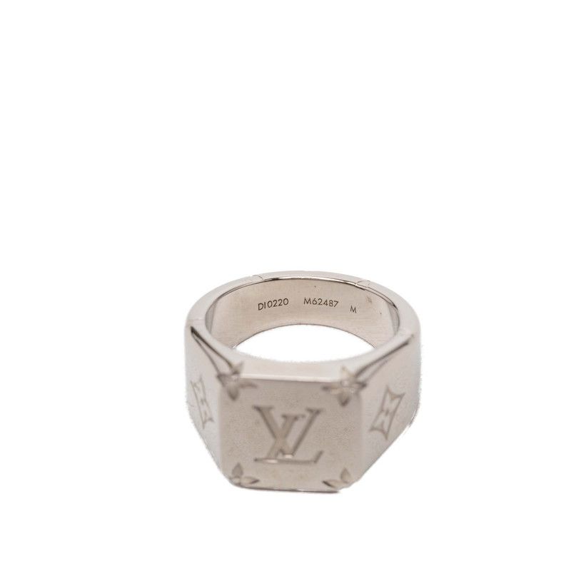 Louis Vuitton Monogram Signet Ring M Silver Metal — view 5