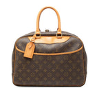 Louis Vuitton Monogram Deauville Handbag Brown Leather