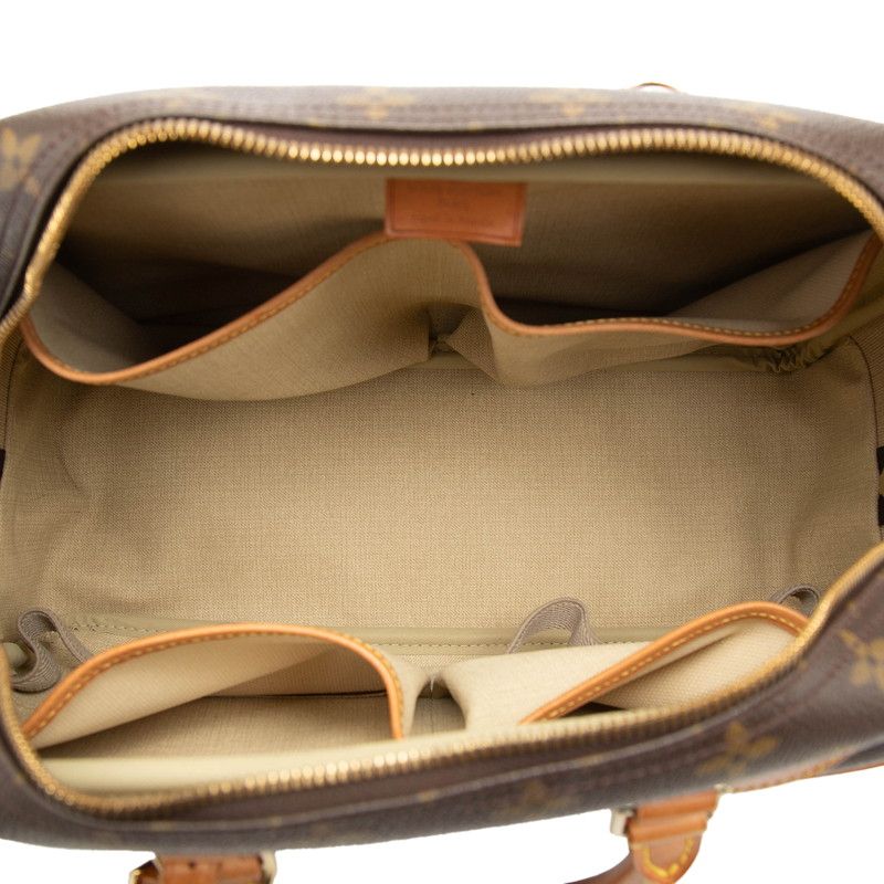 Louis Vuitton Monogram Deauville Handbag Brown Leather — view 4