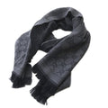 Gucci GG Wool Scarf Shawl Fringe Gray