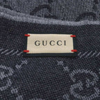 Gucci GG Wool Scarf Shawl Fringe Gray — view 2