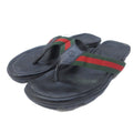 Gucci Sherry Line Thong Sandals Beach GG Logo Leather Switch 8 Black